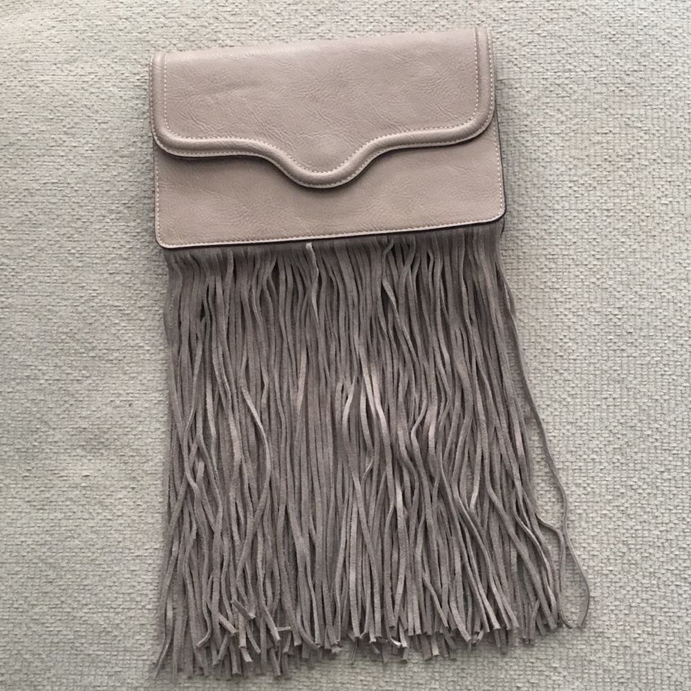 Nude Taupe Express Clutch purse w/ long tassels